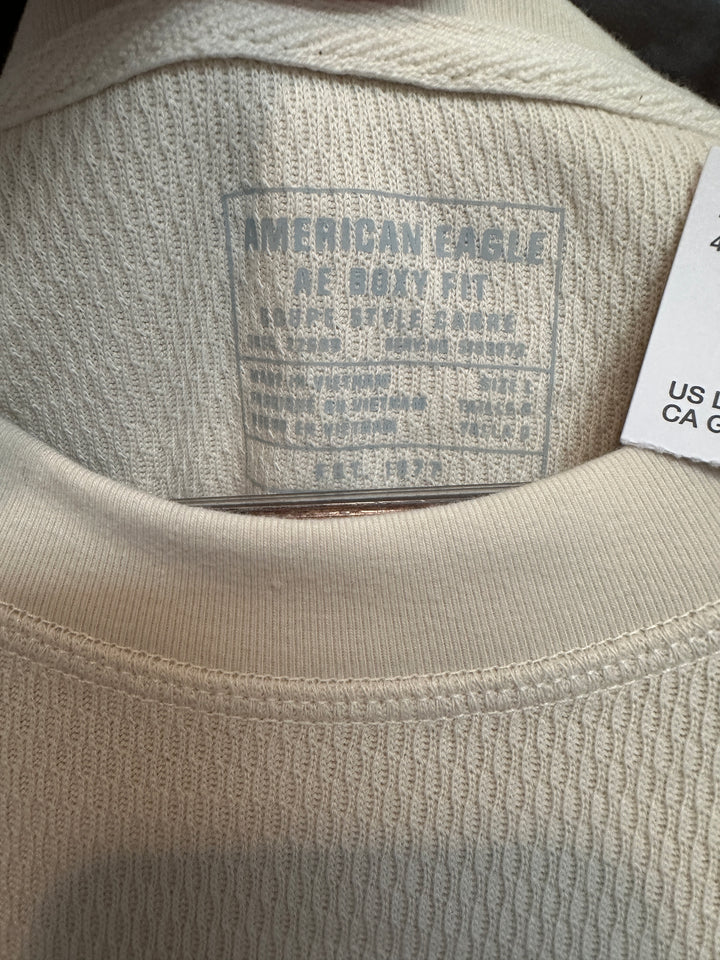 Men’s American Eagle Cream Boxy Fit Waffle Jersey Size L