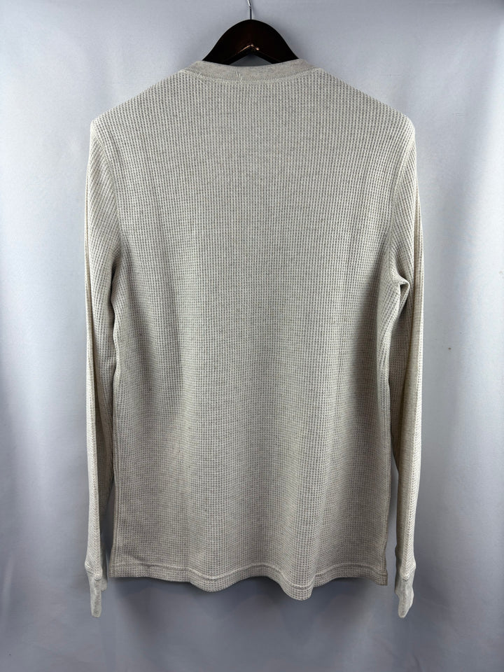 Men’s Sonoma Large Cream Beige Waffle Long Sleeve Henley
