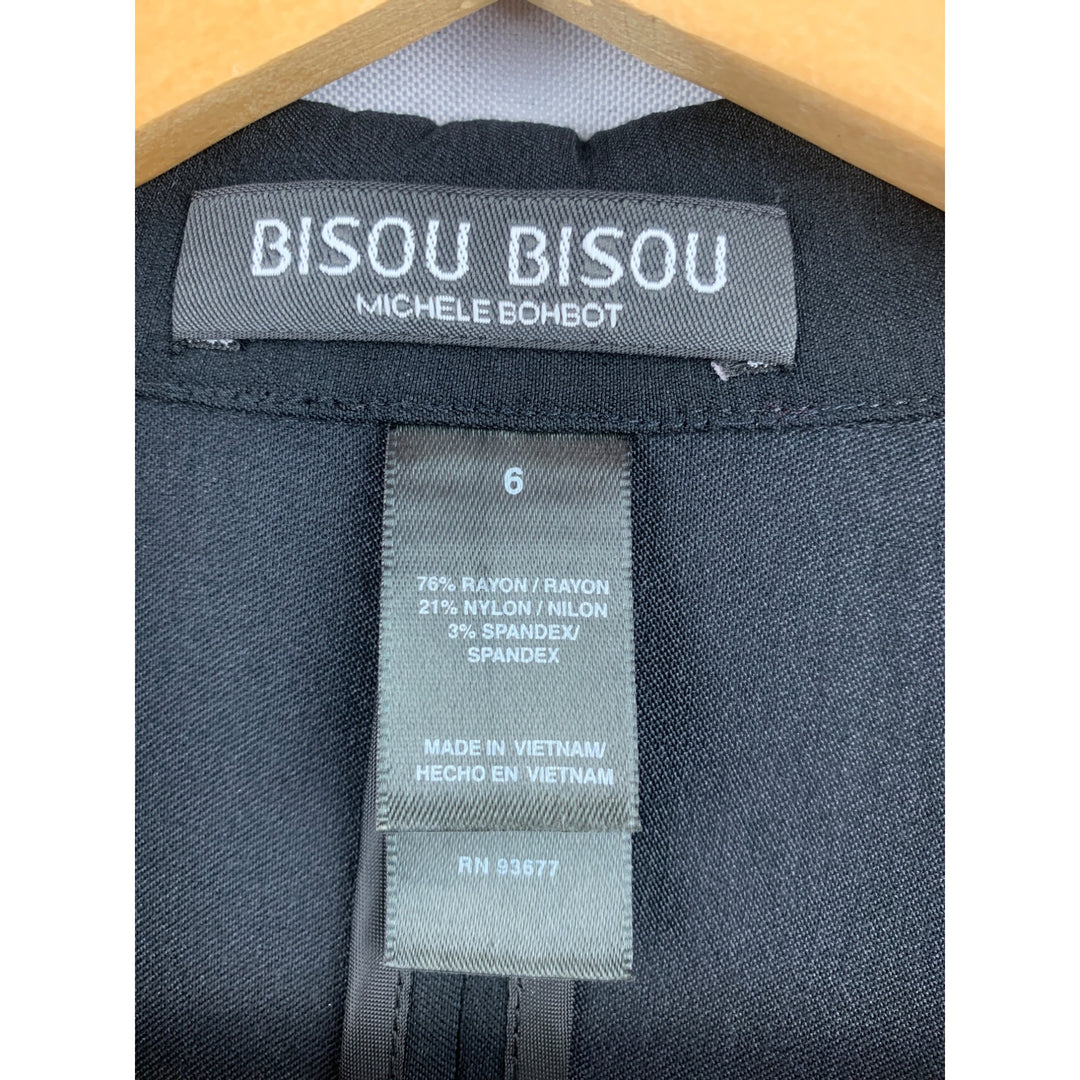 Bisou Bisou Michele Bohbot Womens Blazer Size 6 Black Classic Fit