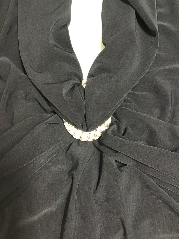 Women’s Onyx Nite Black Halter Top with Jeweled Encrusted Embellishment Size Large