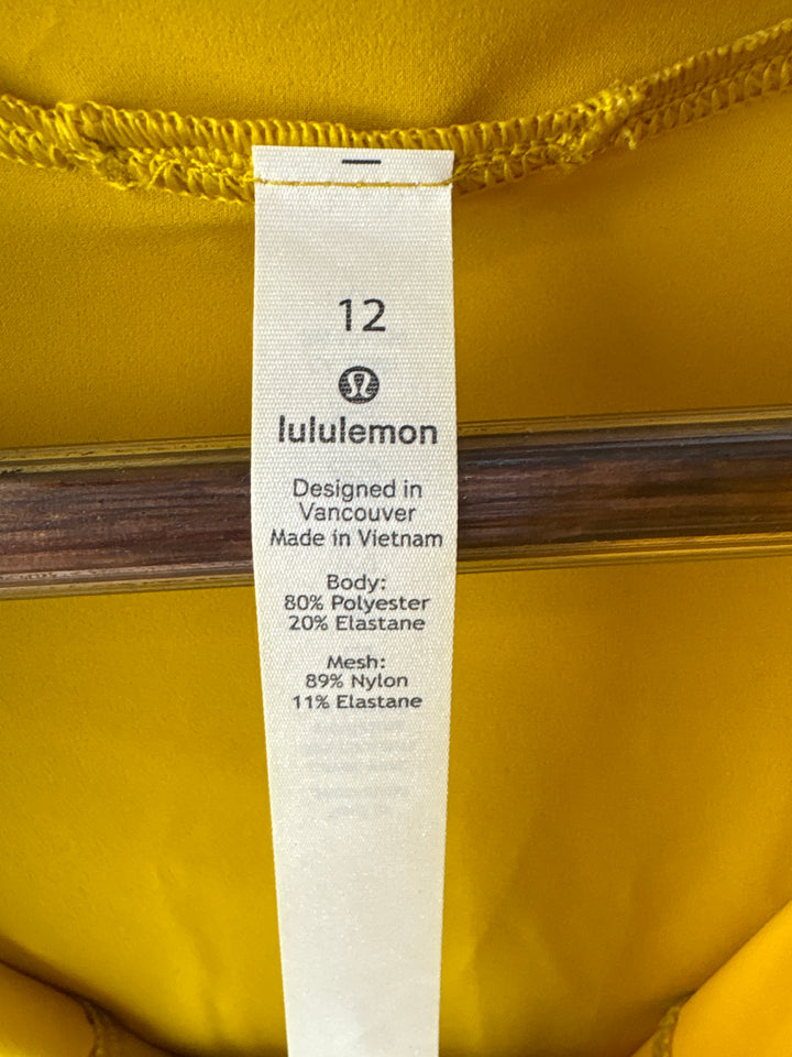 Women’s LuluLemon Size 12 Mustard Yellow Hooded Windbreaker