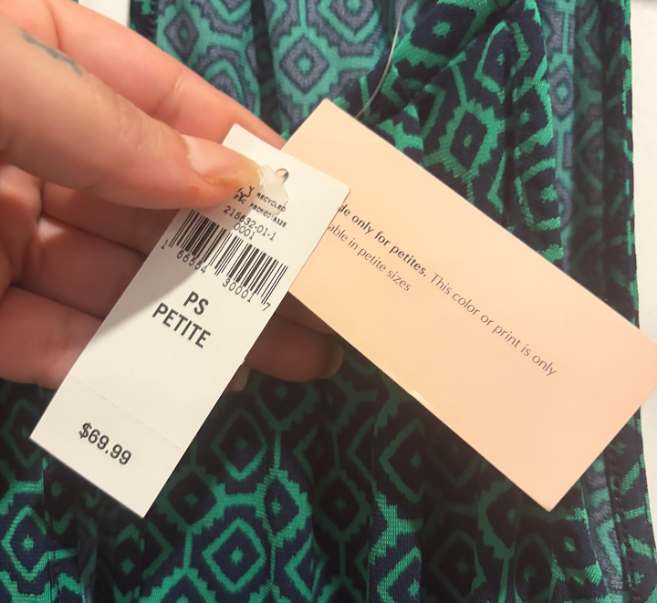 Banana Republic Factory Green Black Geometric Print Petite Mini Dress SP NWT