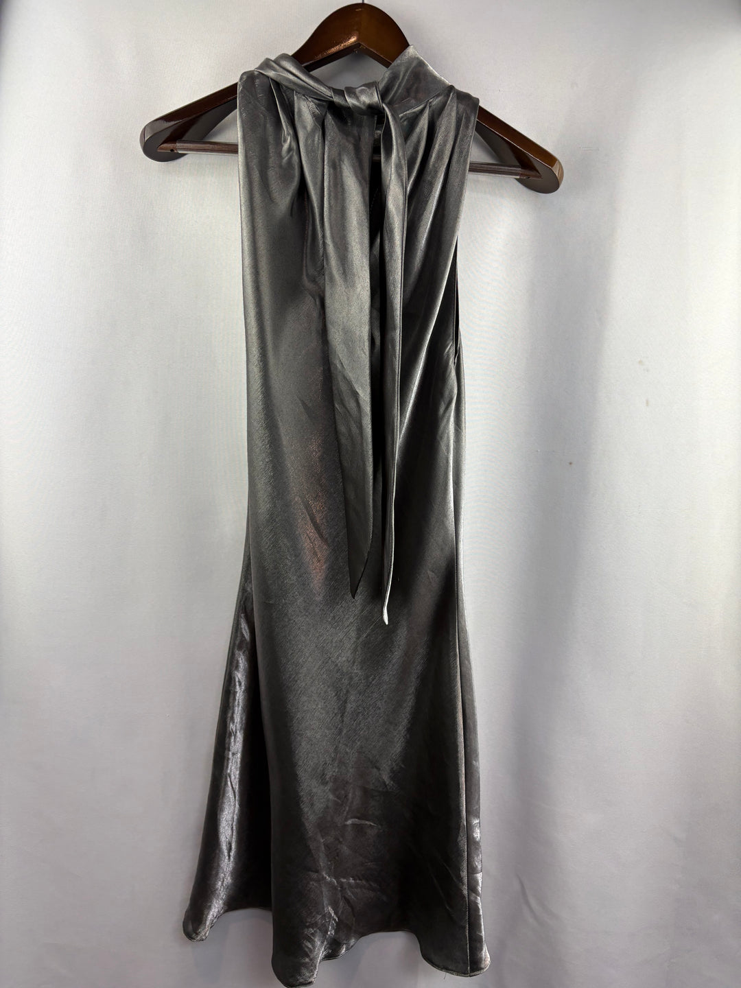 Women’s Pelicana Large Metallic Gray Sleeveless Midi Dress