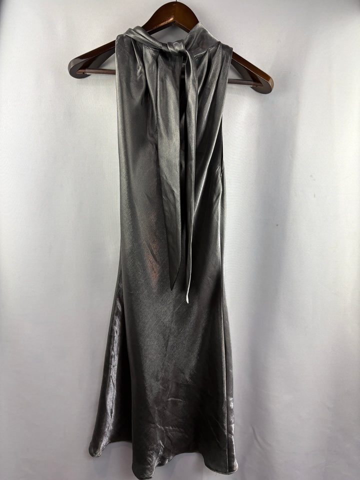 Women’s Pelicana Large Metallic Gray Sleeveless Midi Dress