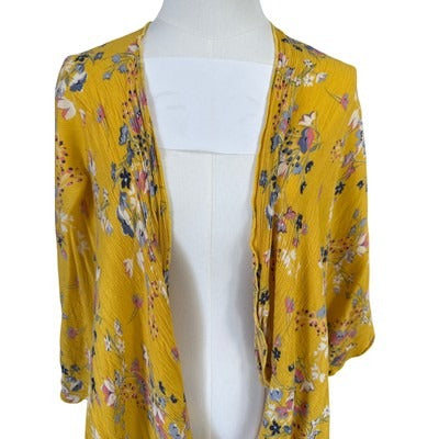 Women’s Yellow Floral Print Kaftan One Size