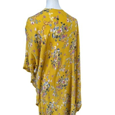 Women’s Yellow Floral Print Kaftan One Size