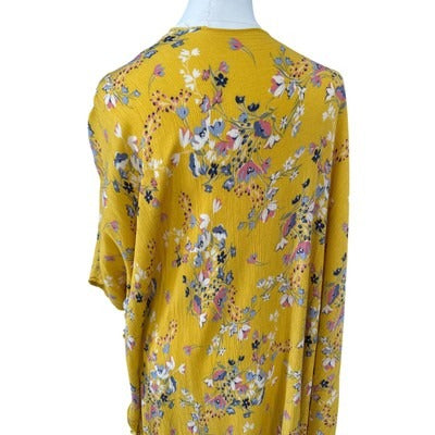 Women’s Yellow Floral Print Kaftan One Size