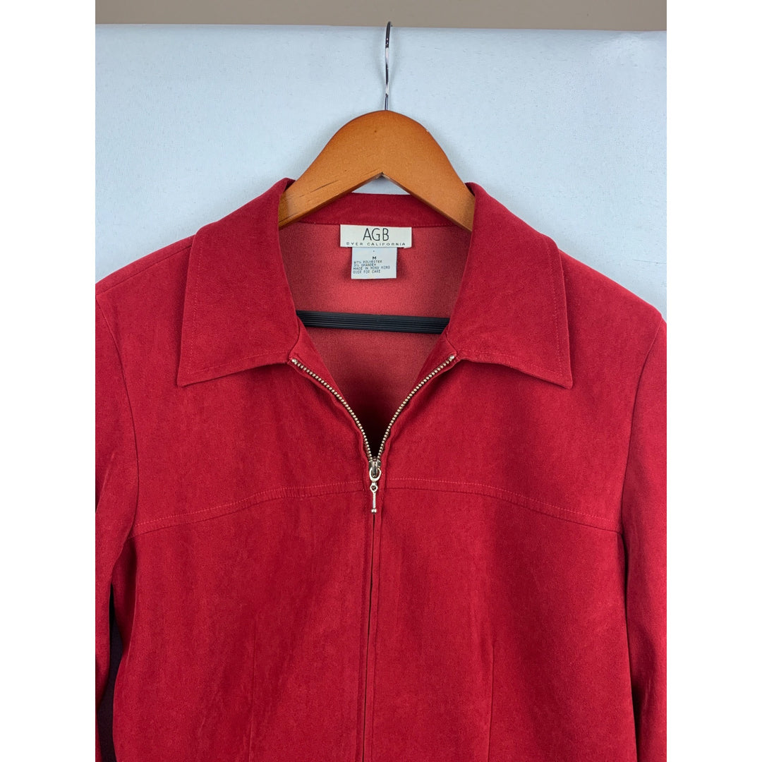 AGB Byer California Red Zip-Up Jacket Womens M Polyester/Spandex