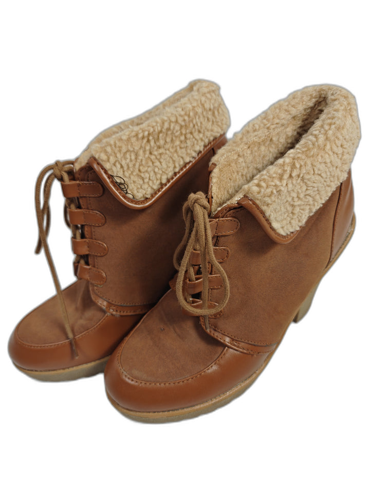 Women H&amp;M Ankle Wedge Boots Brown Size 8