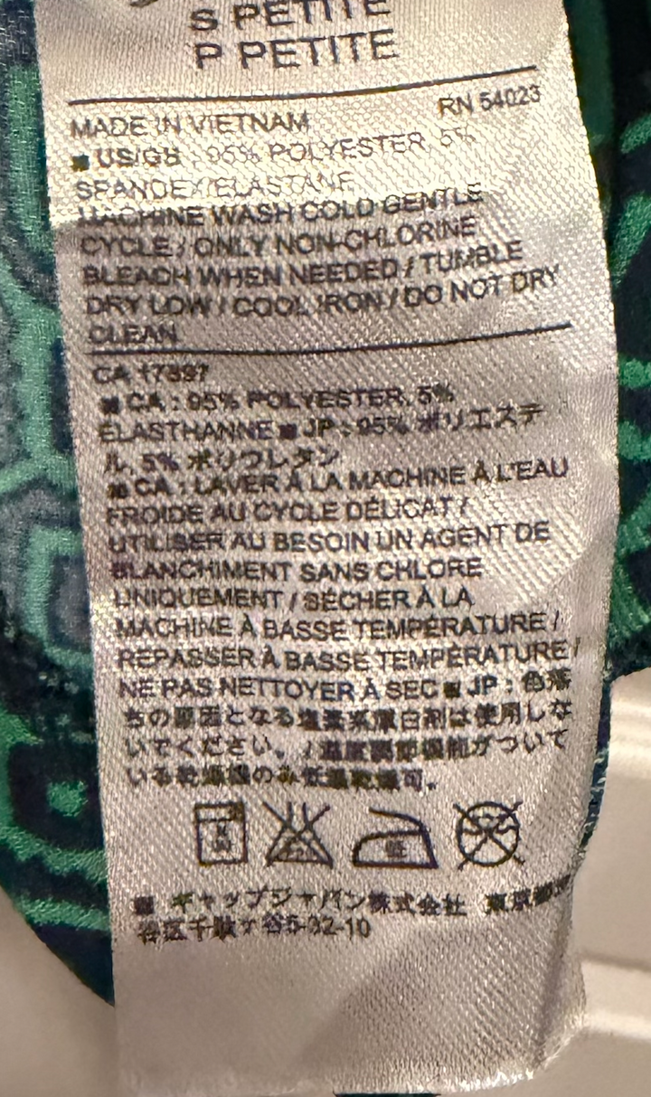Banana Republic Factory Green Black Geometric Print Petite Mini Dress SP NWT