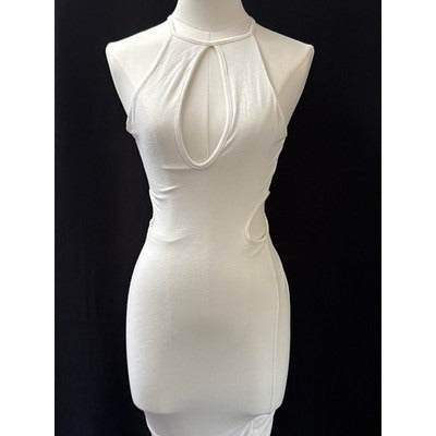 Naked Wardrobe White Sleeveless Midi Bodycon Dress S