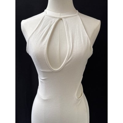 Naked Wardrobe White Sleeveless Midi Bodycon Dress S