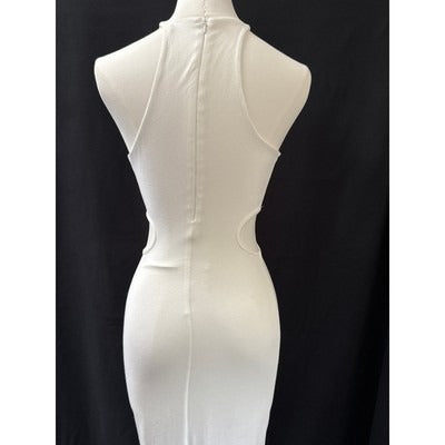 Naked Wardrobe White Sleeveless Midi Bodycon Dress S