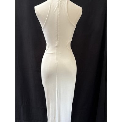 Naked Wardrobe White Sleeveless Midi Bodycon Dress S