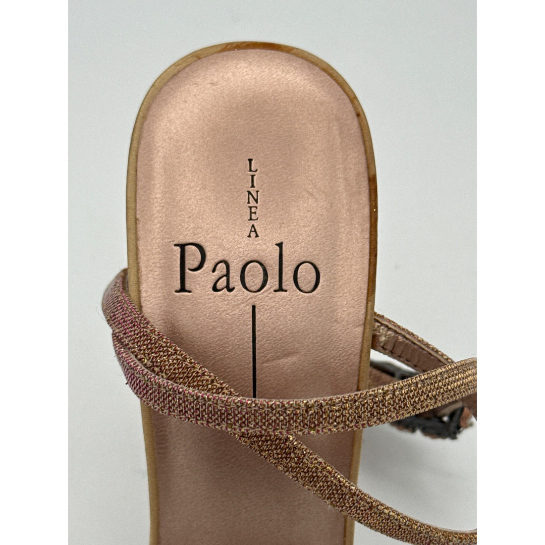 Linea Paolo 7M Womens Rhinestone-Embellished Sandals With Strappy Design & Textured Heels