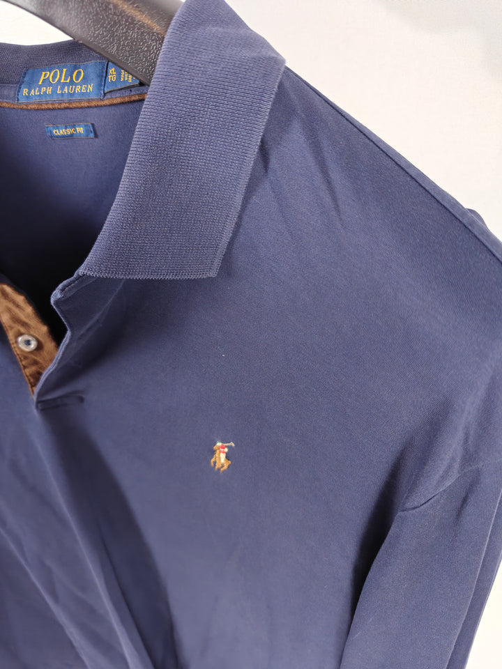 Men’s Polo Ralph Lauren Classic Fit Long Sleeve Polo Navy Blue Size XL