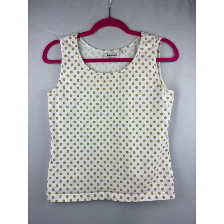 Joan Rivers Womens Polka Dot Sleeveless Top Small White & Beige