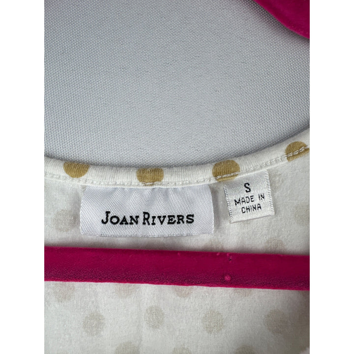 Joan Rivers Womens Polka Dot Sleeveless Top Small White & Beige