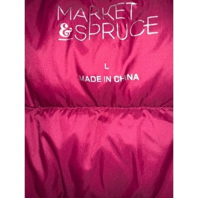 Market & Spruce Maroon Down Puffer Vest Sz L