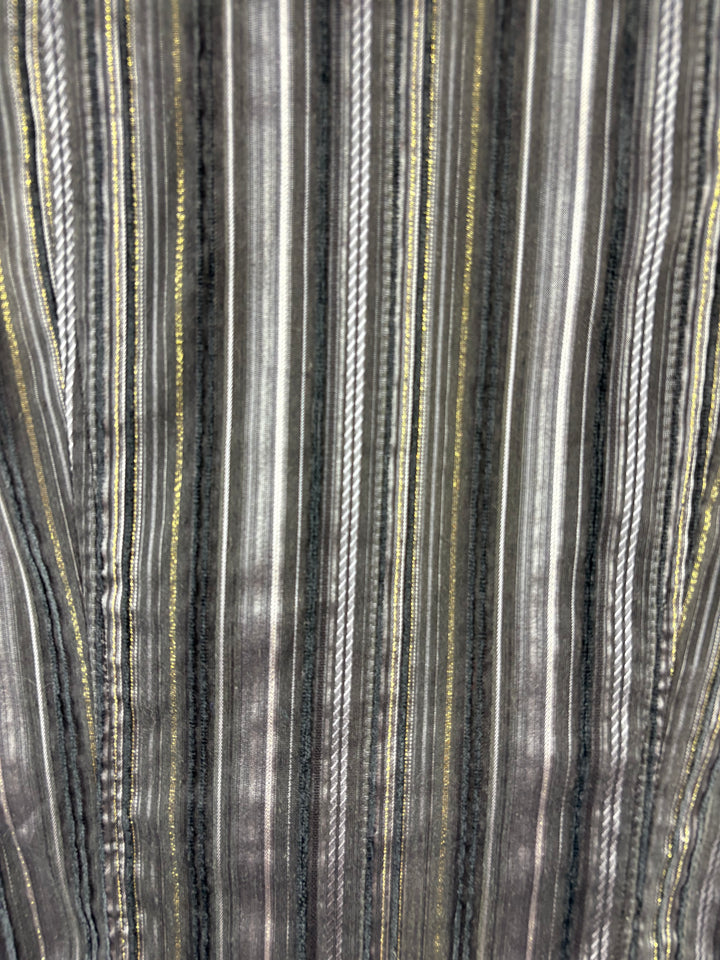 Women’s Tribal Size 4 Black, Gray, & Gold Striped Button Up