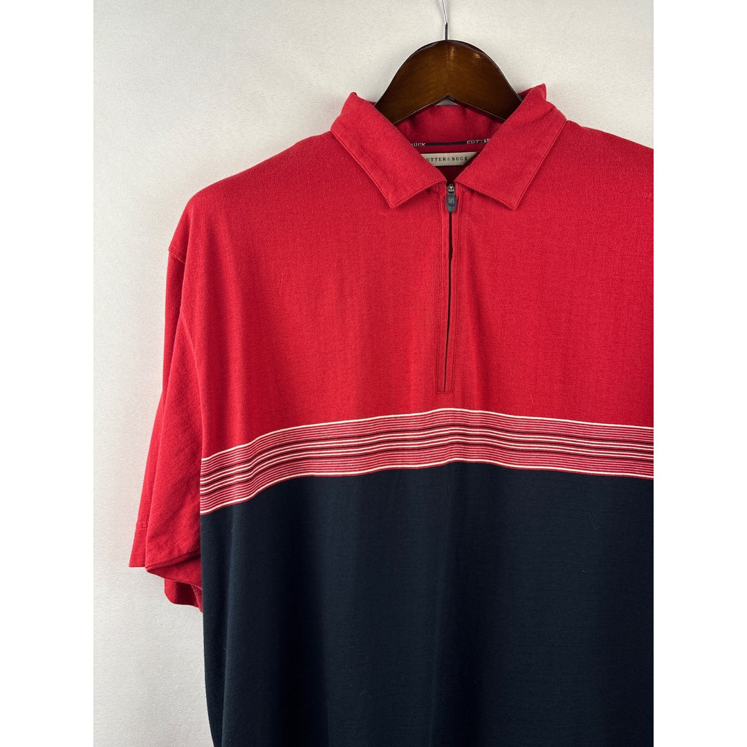 Men’s Vintage Cutter & Buck Large Half-Zip Red & Blue Polo Shirt