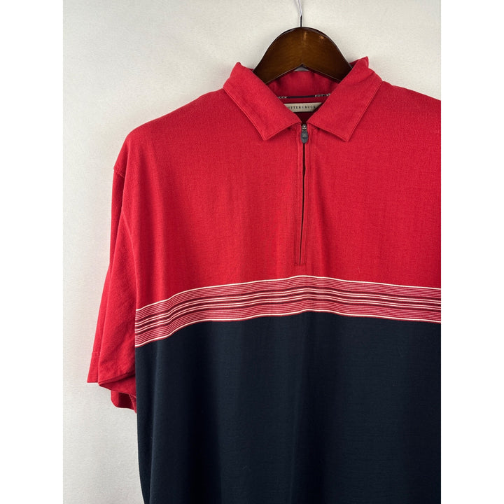 Men’s Vintage Cutter & Buck Large Half-Zip Red & Blue Polo Shirt