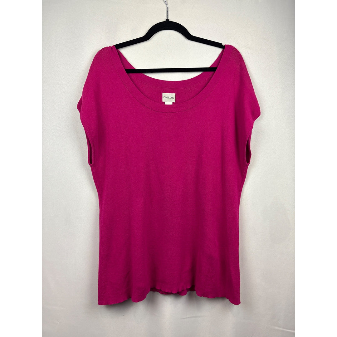 Women’s Chicos Size 2XL Magenta Pink Short Sleeve Knit Shirt