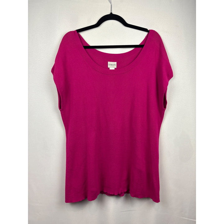Women’s Chicos Size 2XL Magenta Pink Short Sleeve Knit Shirt