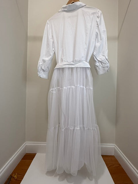 NY&amp;C Tulle Maxi Shirt Dress White NWOT SzXL