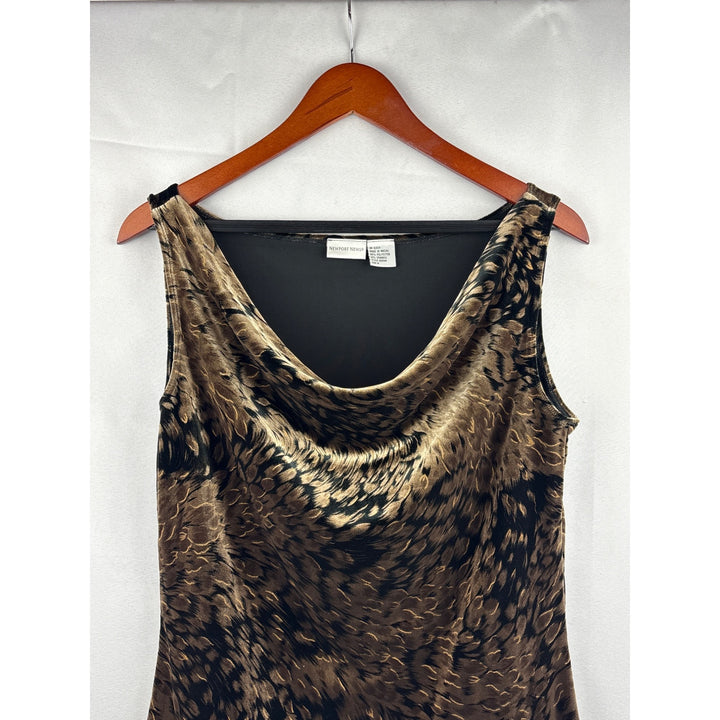 Newport News Medium Animal Print Sleeveless Cowl Neck Top