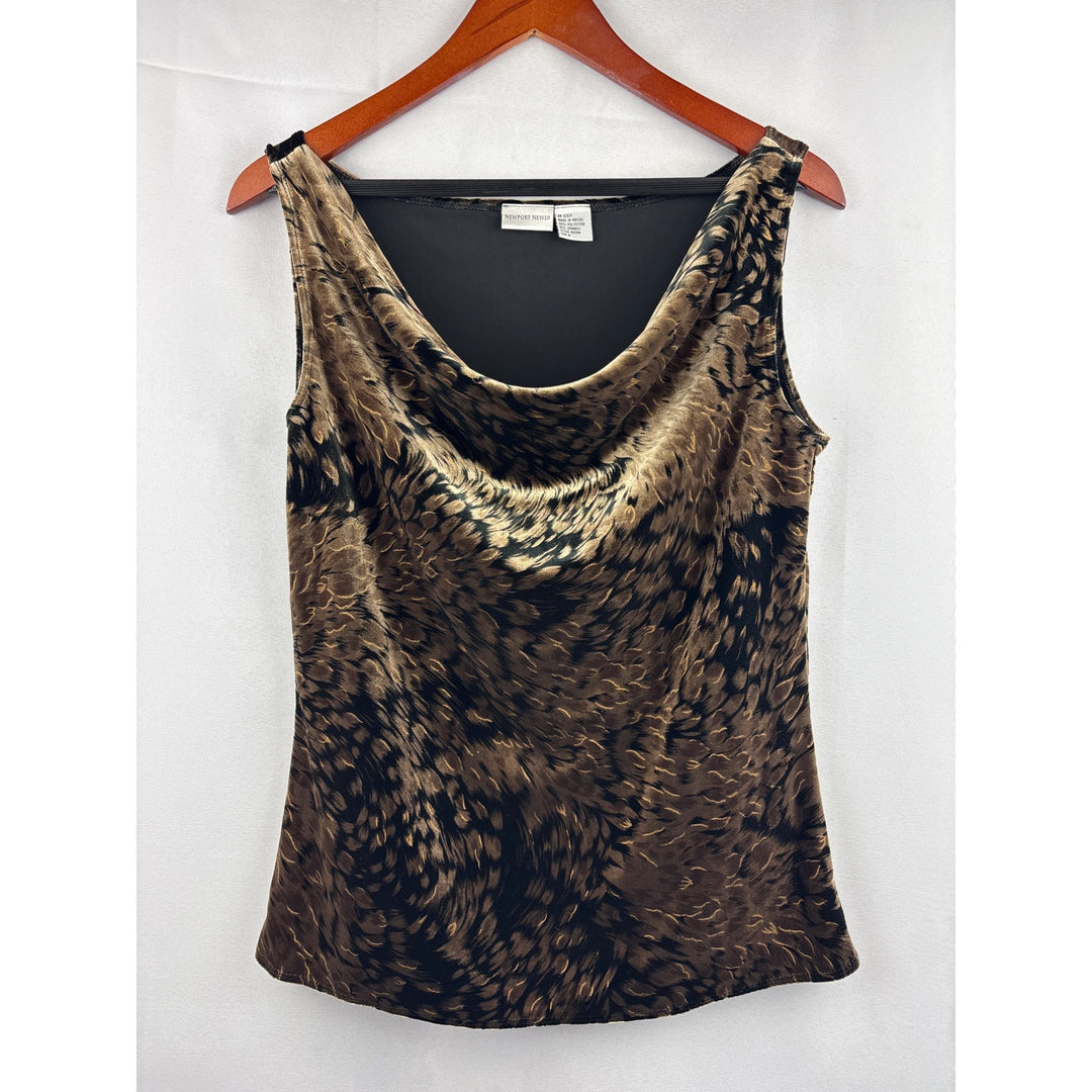Newport News Medium Animal Print Sleeveless Cowl Neck Top