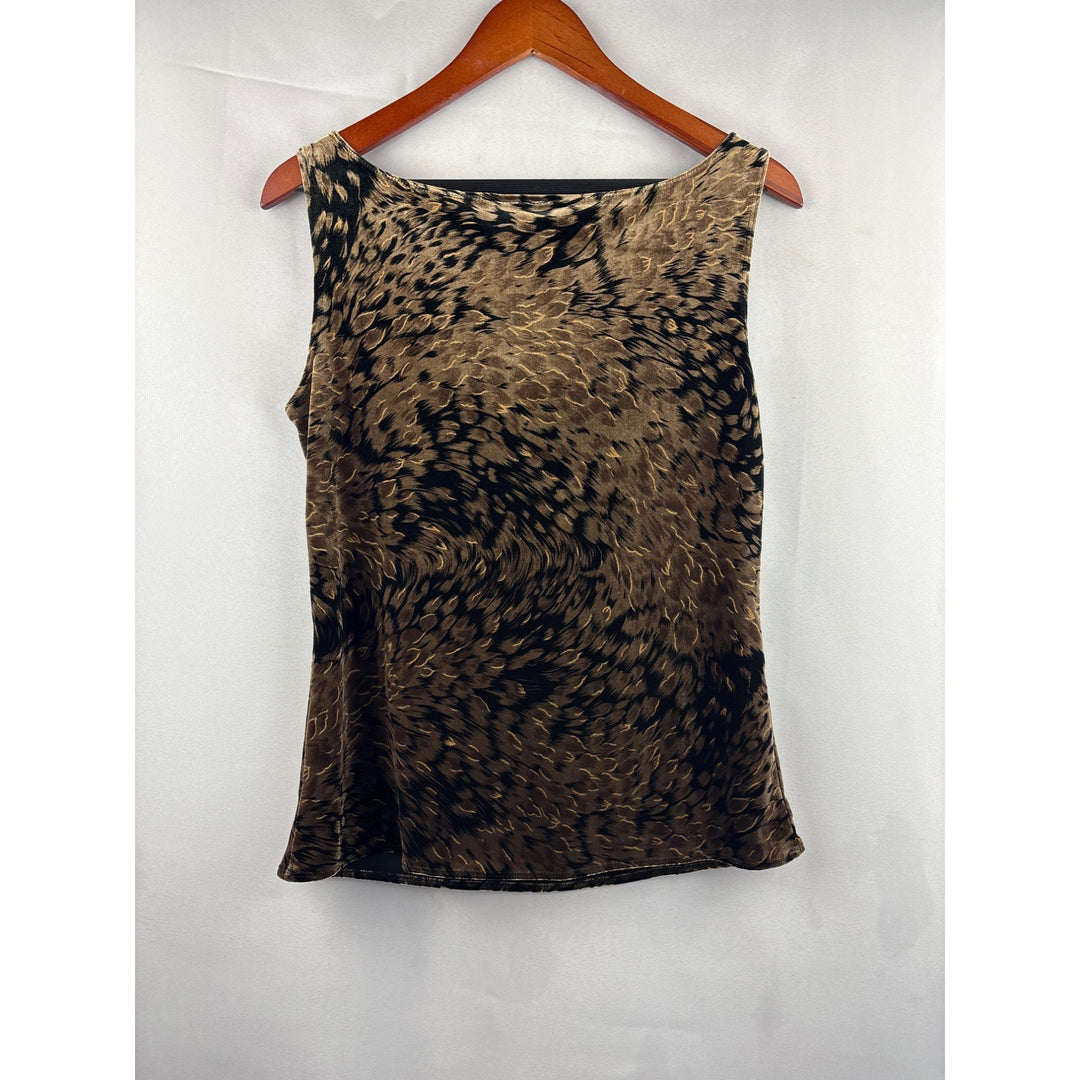 Newport News Medium Animal Print Sleeveless Cowl Neck Top