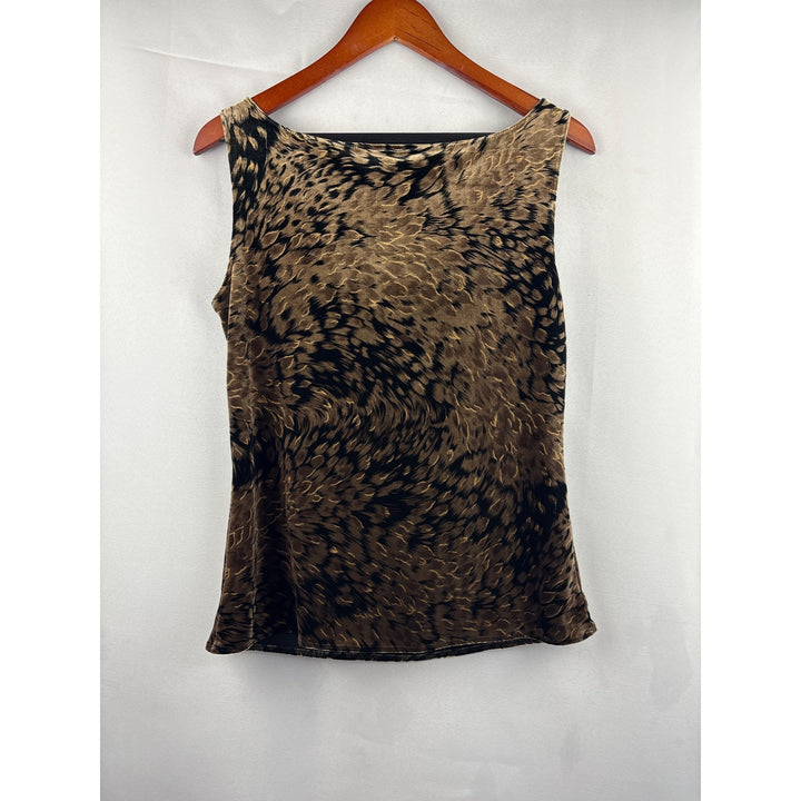 Newport News Medium Animal Print Sleeveless Cowl Neck Top