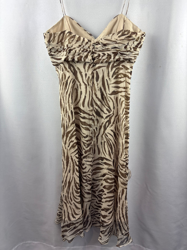 Women’s Milly Size 10 Brown & Tan Animal Print Cocktail Dress