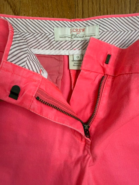 J.Crew Women’s Broken‑In Chino Shorts – Vibrant Pink, 100% Cotton, Sz2