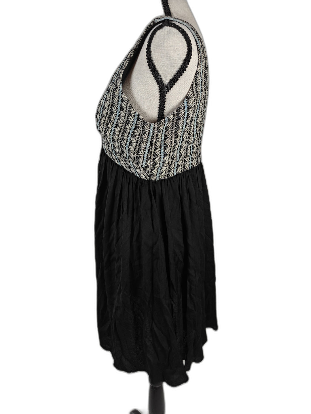 Women’s Ladakh Sleeveless Babydoll Dress Black Blue Size 4