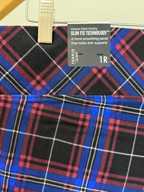 Torrid Pixie Pant -Blue Plaid, High Rise Sz1X(14-16) NWT
