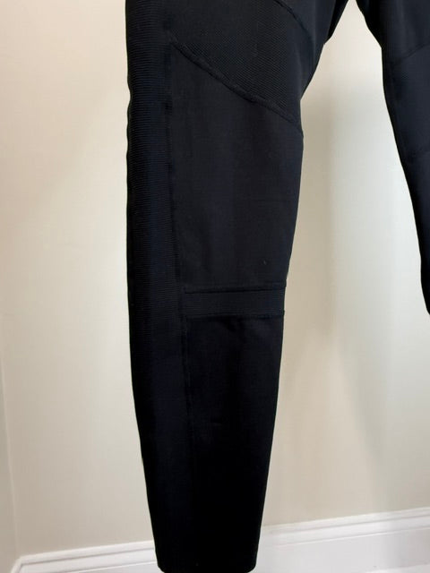 Zella Black Mixed‑Media High-Rise Crop Leggings SzXL