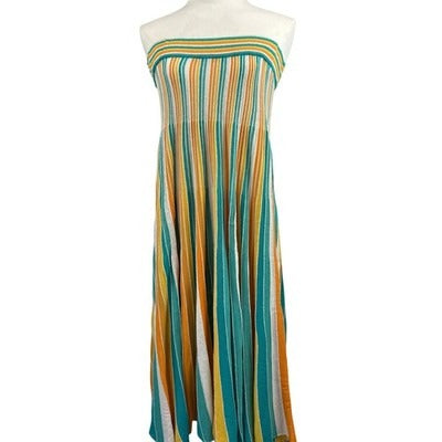 Stefanel Blue/Yellow/Orange/White Striped Strapless Sundress OR Maxi Skirt EuroM