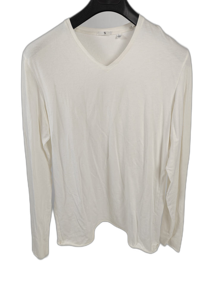 Men’s Uniqlo +J Jil Sander V-Neck Shirt White Large Long Sleeve