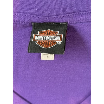 Women’s Harley Davidson purple graphic fitted v-neck T-shirt Sz L