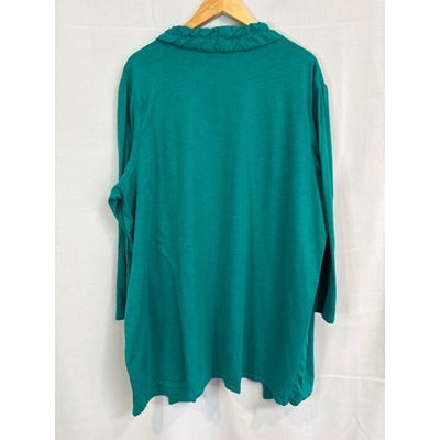 Women’s Roaman’s Size 2X Teal Long Sleeve Sweater with Ruched Details.