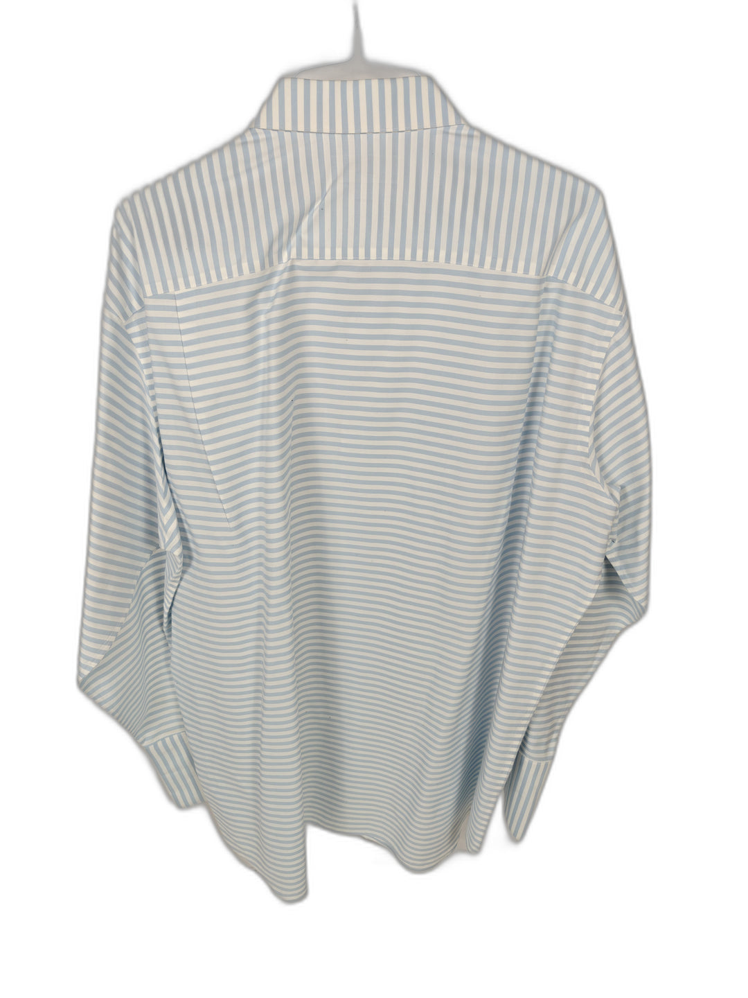 Paul Fredrick Men's 18.5-36 Blue White Stripe French Cuff Dress Shirt Non-Iron Cotton