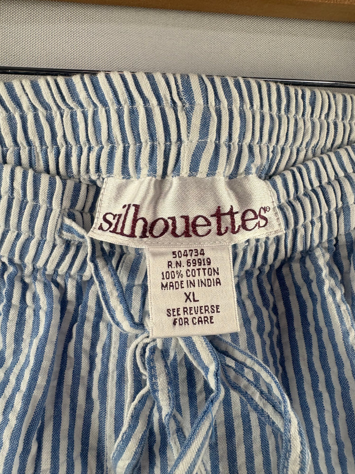 Women’s Silhouettes XL Blue & White Striped Cargo Lounge Pants