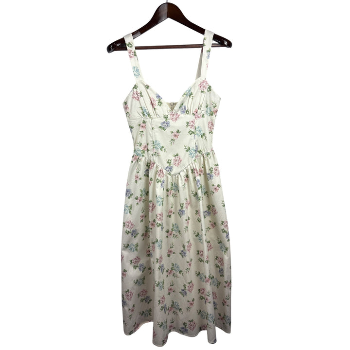 Women’s Princess Polly Size 4 White Tea Dress w/ Pink, Blue, & Purple Florals
