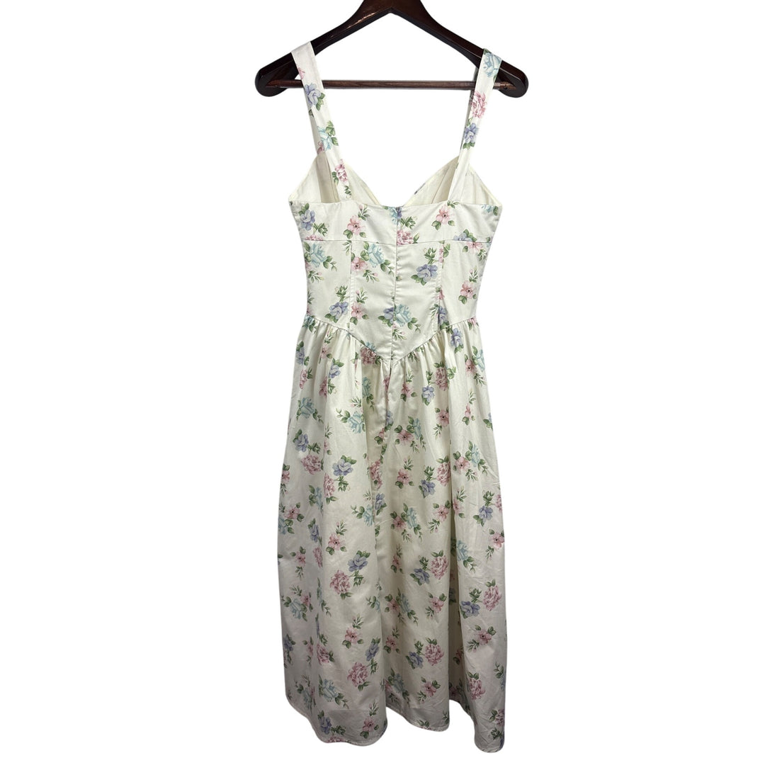 Women’s Princess Polly Size 4 White Tea Dress w/ Pink, Blue, & Purple Florals