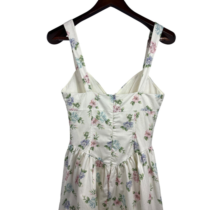 Women’s Princess Polly Size 4 White Tea Dress w/ Pink, Blue, & Purple Florals