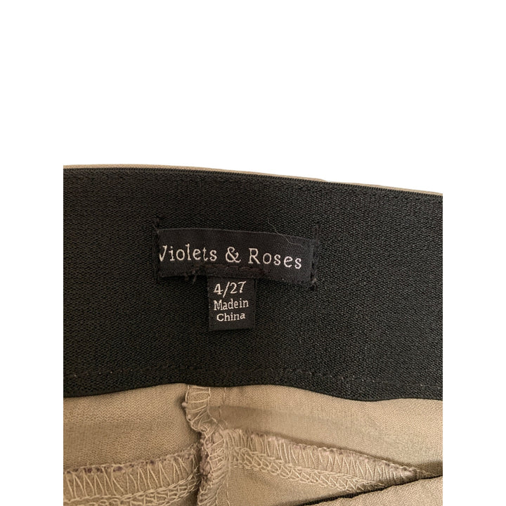 Violets & Roses Womens Slim Fit Khaki Pants Size 4/27 Rayon & Spandex