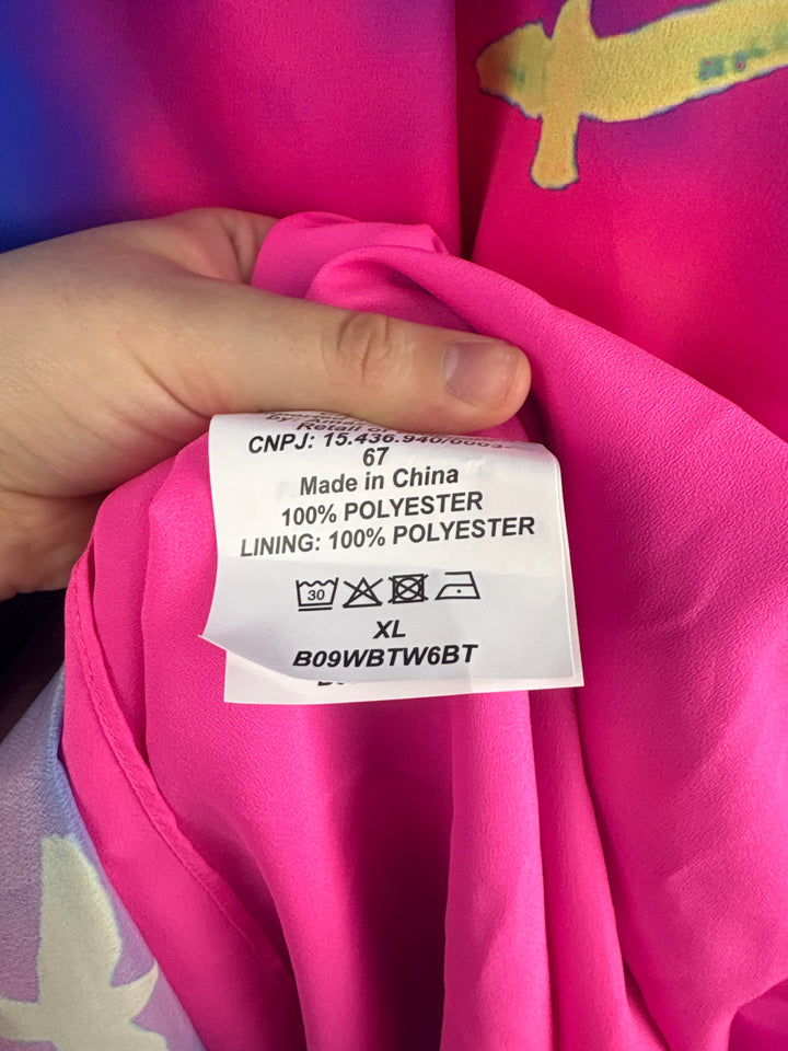 Women’s Chaouiche XL Pink &amp; Blue Maxi Skirt w/ Yellow Birds