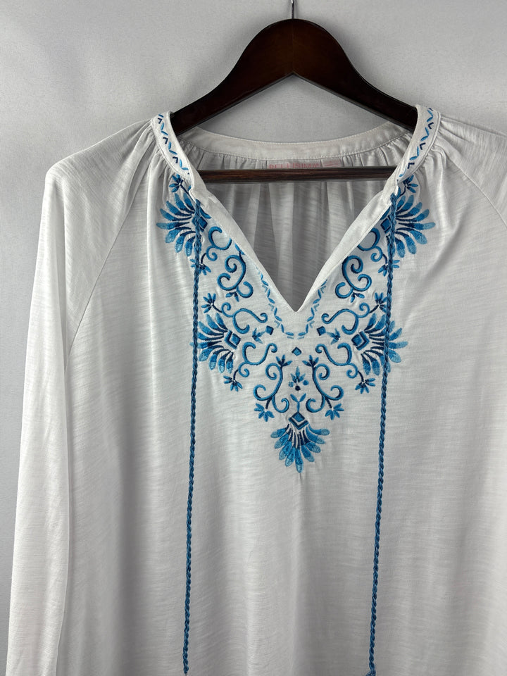 Women’s Bellisima Kim Gravel Large White Embroidered Blouse